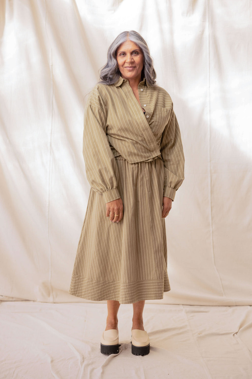 ReCreate Clothing | Boxy Shirt | Moss Stripe