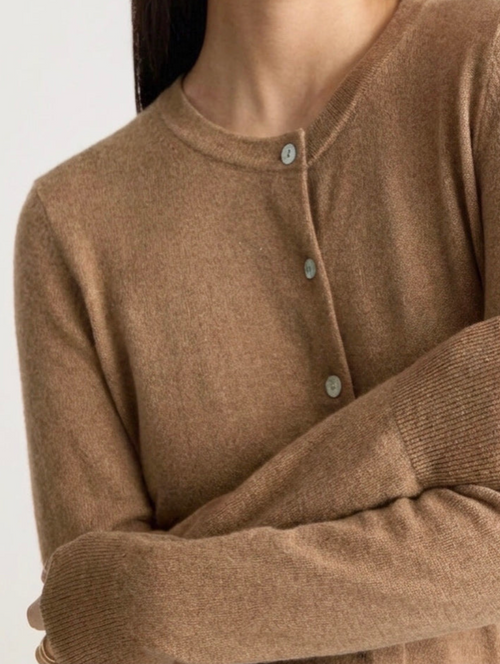 Loomwares | Pure Cashmere Classic Cardigan | Camel